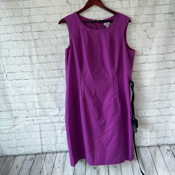 BRAND NEW Worthington Dark Purple Sleeveless Dress with Belt Buckle size 16 - Picture 4 of 14